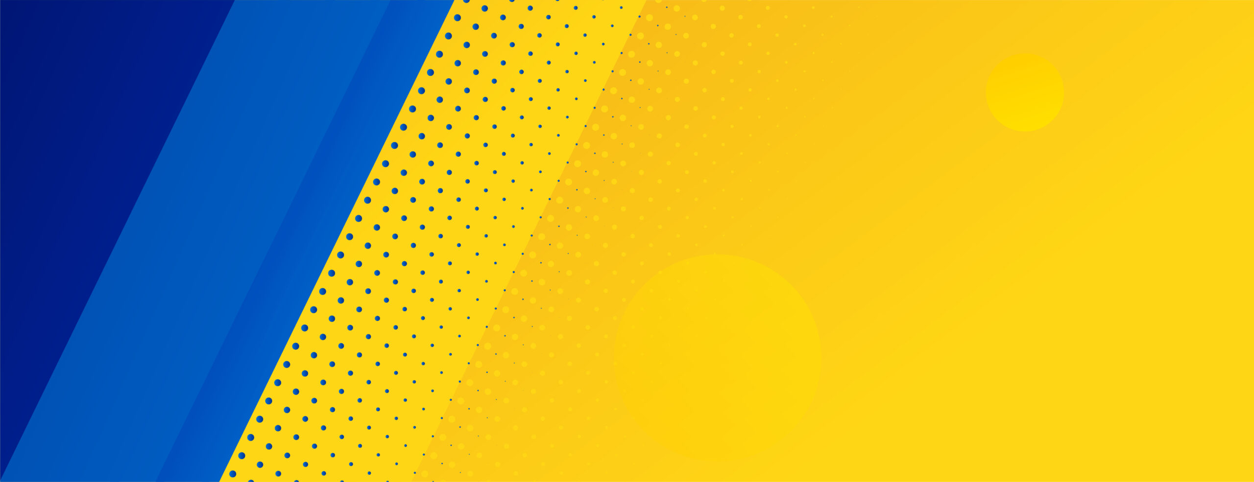 yellow banner with blue lines shapes and halftone
